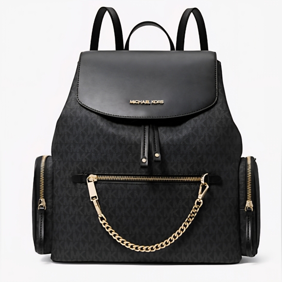 Michael Kors Black Jet Set Large Logo Backpack - Picture 3 of 5